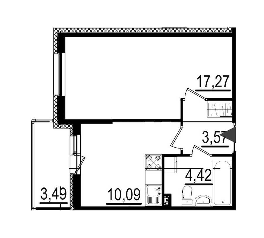Однокомнатная квартира в : площадь 35.35 м2 , этаж: 1 – купить в Санкт-Петербурге